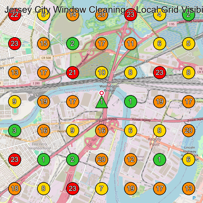 Jersey City Window Cleaning Window Cleaning Service GeoGrid ranking map for None